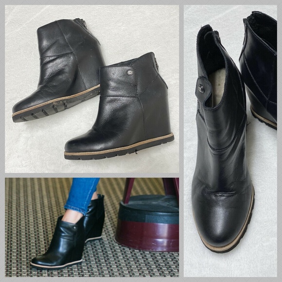 UGG Shoes - UGG Amal black ankle booties boots wedge heel 6